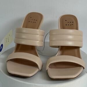 Strappy Stiletto Mule Heels Size 6 Square Toe Bridal Party Sandals A New Day NIB